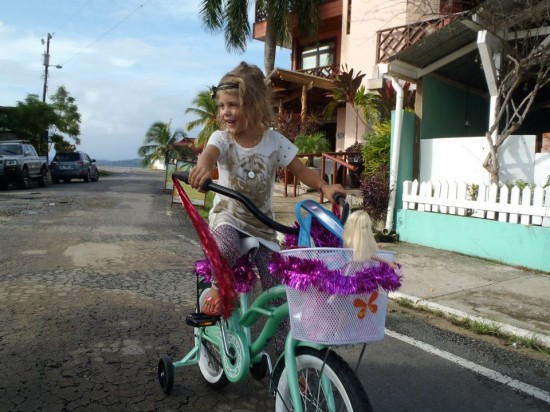 Hanalei's First Bike Hanalei Swan gets her first Bike for Christmas in Panama