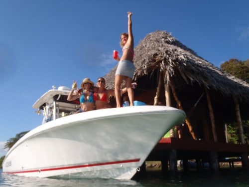 Partying on the boat in Loma Partida, Bocas, Panama