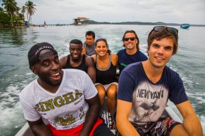 Bocas water taxi shot Jubril, Nathan, Fufu and Swans