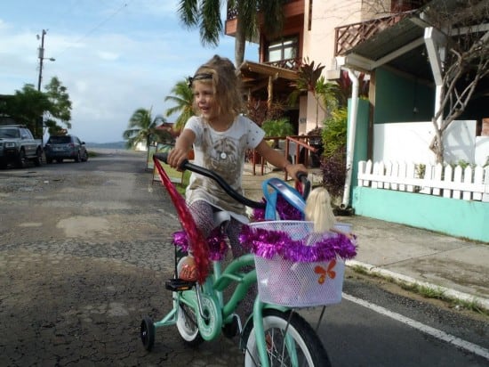 Hanalei Swan gets her first Bike for Christmas in Panama