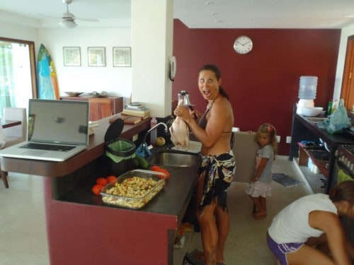Rhonda Cooking on Thanksgiving in Brasil