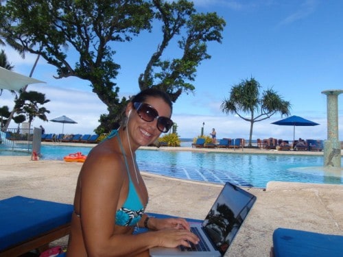 Working Online from an Office By the Beach
