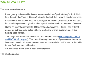 Why a book club?